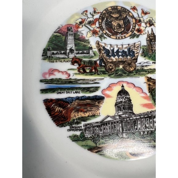 Norcrest Utah Gold Edged State Plate  11" Diameter White, Gold   China - Picture 4 of 16